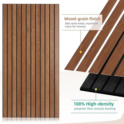 Wood Veneer Acoustic Panels, 4 Pack 47.2”x23.6” Sound Panels, Decorative Large Wood Panels for Wall, for Office,Home Theater,Studio,Living Room, Cherry(Mitred)