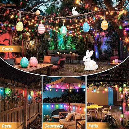 LAMPHOME 2-Pack 26FT ST38 Outdoor String Lights, Multicolor Shatterproof Edison LED Patio Lights, Connectable Waterproof Hanging Lights for Easter, Outside Bistro, Patio & Party Decorations