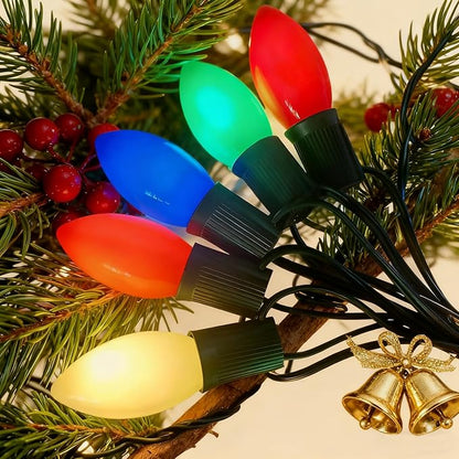 25Ft LED Christmas Lights Outdoor, C9 Vintage Christmas Lights with 25 LED Multicolor Plastic Bulbs, Hanging Christmas String Lights for Indoor Outdoor Party Patio Wedding Xmas Tree Christams Decor