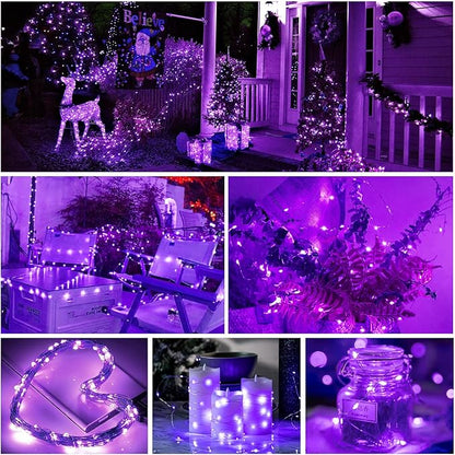 Aogist LED Fairy Lights, 16 ft Battery Operated String Lights with 50 LEDs Firefly Lights for Bedroom DIY Mason Jar Wedding Party Halloween Christmas Festival Decoration (2, Purple)