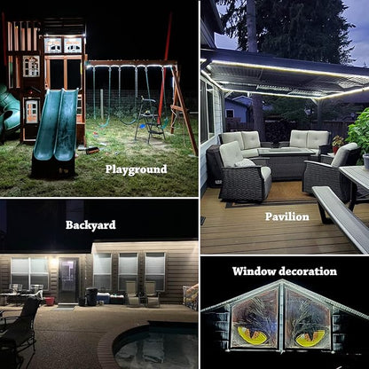 33ft Outdoor LED Strip Lights Waterproof, 600 LEDs 12V Low Voltage Rope Lights, Dimmable White Flat Flexible Lighting for Patio Garden Backyard Christmas Decor (Not Extendable)