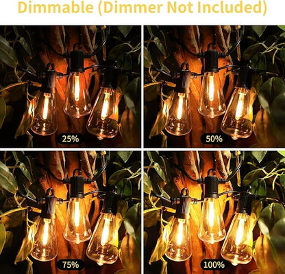 ZOTOYI Outdoor String Lights 50 FT, Waterproof IP65 Outside Light with 27 LED Plastic ST38 Edison Bulbs, Patio Hanging Lights for Backyard, Garden, Gazebo, Cafe Dimmable 2700K