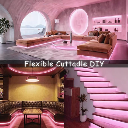 Pink 10 Foot Led Lights Strip Valentines Day Decor Rope Lights Easy DIY Princess Bedroom Cuttable Strip Lights for Baby Room Bathroom Living Room Kitchen Ceiling Wall Vanity Mirror Decoration