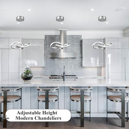 Modern LED Pendant Light Fixture Contemporary Round Ring Chandelier Nickel with 4500K and 59in Height Adjustable Hanging Lamp for Kitchen Island Hallway Foyer Closet Corridor