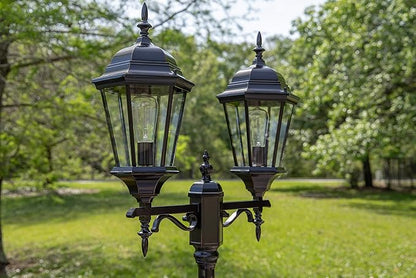 Kenroy Home Villa 93434ORB 6' Traditional 2-Light Decorative Vintage Outdoor Portable Street Lamp with Clear Glass Panels for Deck, Patio, Porch, Walkways, or Backyard Events, Oil Rubbed Bronze