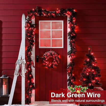 100FT 300 LED Christmas Lights Outdoor, Plug in String Lights for Outside Waterproof with 8 Modes, Connectable Green Wire Fairy Twinkle Lights for Indoor Patio Garden Xmas Holiday Decorations, Red