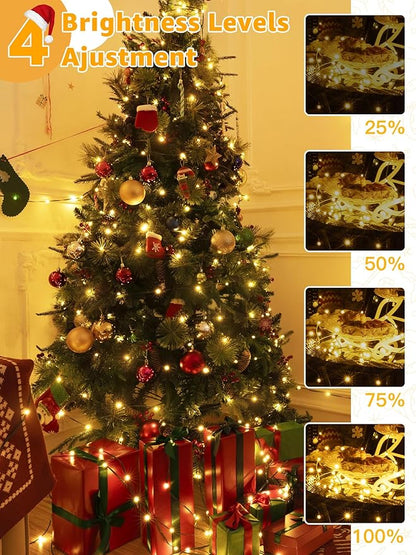 BrightChristmas Christmas Lights 600 LED 196 FT, Waterproof Outdoor String Lights with Remote and Timer, Christmas Tree Lights with 8 Modes Dimmable, Fairy Lights for Holiday Decor (Warm White)