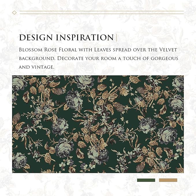 StangH Green Curtains 96 inches Soft Velvet Retro Floral Room Darkening Thermal Insulated Sliding Door Panels Christmas Home Decoration for Backdrops/Bedroom, W52 x L96, 2 Panels