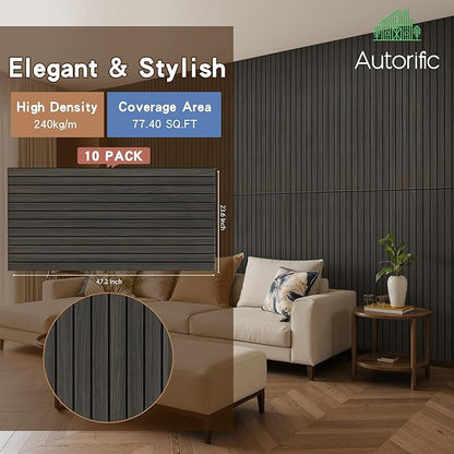 Wood Veneer Sound Panels, 10 Pack 47.2”x23.6” Wall Panels, Decorative Acoustic Panels for Walls, for Office,Home Theater,Studio,Living Room,Rustic Walnut