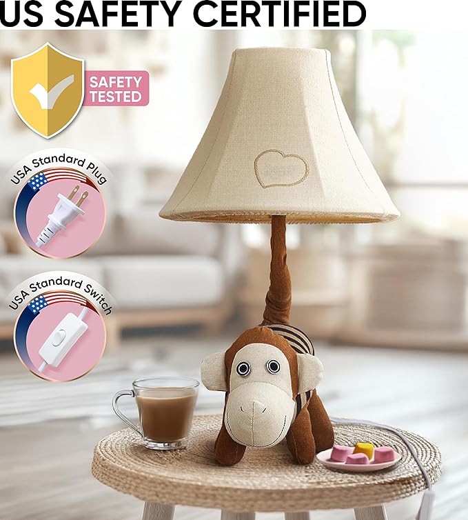 Monkey Kids Lamp for Boys Bedroom - 20", Animal Lamp for Kids Room - Christmas Gifts, Birthday Gifts, for All Ages: Toddler Girls, Children, Grandkids 3 4 5 and Up Years Old, Sister Brother, Sibling