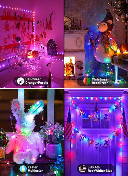 Minetom Fairy Lights Color Changing - 33FT 100 LED String Light with Remote, 16 Single Colors & 6 Holiday Colors,12 Modes, USB Fairy Lights for Bedroom, 4th of July Light for Indoor Classroom