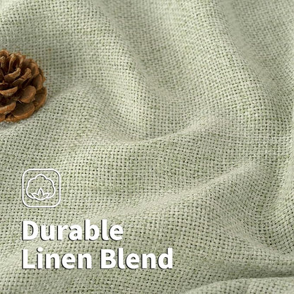 BGment Sage Green Linen Curtains 95 Inch Long for Living Room - Burlap Textured Light Filtering Window Treatments Grommet Sheer Drapes for Farmhouse, 2 Panels, 52 X 95 Inch