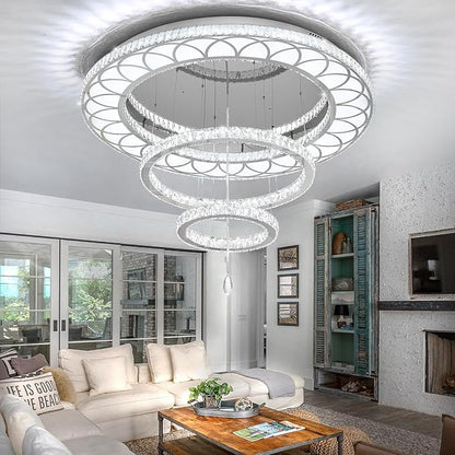 Flashing God W40 Crystal Chandelier for Living Room Modern Flush Mount Chandelier Large Chandelier for Foyer Dining Room Hallway Dimmable 2700k 4500k 6000k