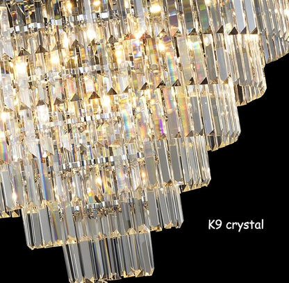 Chrome Crystal Chandelier Modern 17 Light High Ceiling Chandelier for Living Room Foyer Hall Luxury 6 Tier Crystal Light Fixture Entry Staircase Large 35.4"