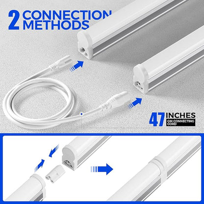 Barrina T5 3FT LED Shop Light, 1900lm, 5000K Daylight White, 16W Utility Light Fixture, Commercial Bay Light for Workshop Garage, Corded Electric with ON/Off Switch, 6 Packs