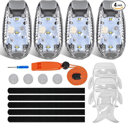Nilight LED Safety Light 4PCS White Marine Navigation Bike Tail Lights Three Modes Waterproof Reflective Gear Clip On Flash Strobe Indicator Lamp for Night Boating Fishing Cycling Jogging