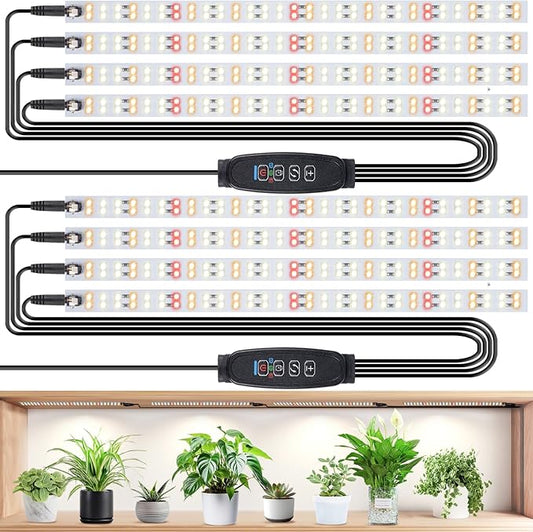 LBW Full Spectrum Grow Light Strip - Indoor Plant Grow Lights with 10 Brightness Levels & Timer (4/8/12 Hours), 480 LED Grow Lights, 2 Pack