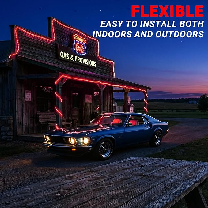 100ft Rope Lights Outdoor, Connectable & Flexible Tube Lights with 8 Modes Controller,Waterproof Red LED Rope Lighting for Deck,Garden,Pool,Patio,Bedroom,Party,Indoor & Outside Landscape Lighting