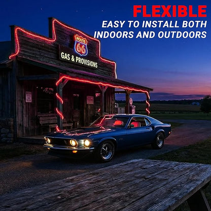 100ft Rope Lights Outdoor, Connectable & Flexible Tube Lights with 8 Modes Controller,Waterproof Red LED Rope Lighting for Deck,Garden,Pool,Patio,Bedroom,Party,Indoor & Outside Landscape Lighting
