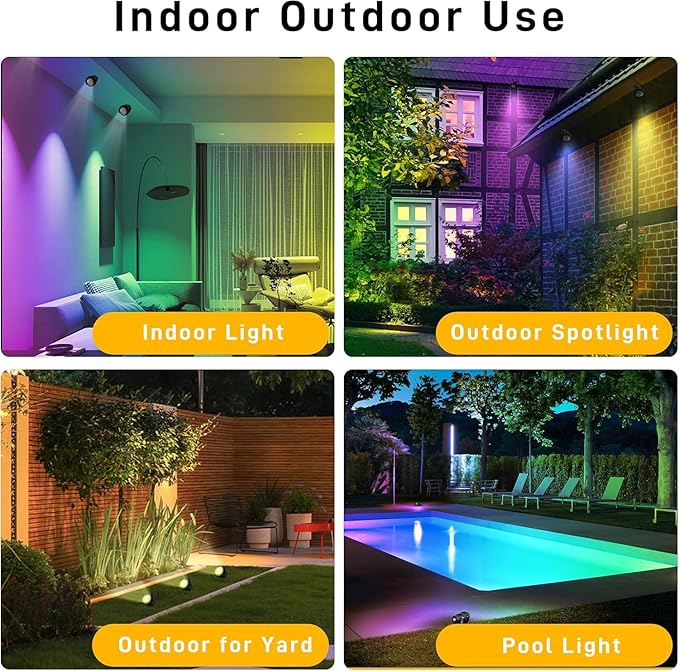 Outdoor Color Changing Landscape Spotlights,12W RGBW Landscape Lighting Waterproof Outdoor Spotlights for Yard Garden Patio Lawn Decorative,6 Packs