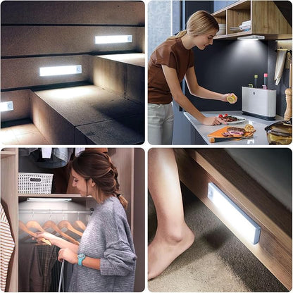 6 Pack Under Cabinet Lights Wireless, 40 LED Motion Sensor Light Indoor Rechargeable Magnetic Closet Lights Battery Operated, Under Counter Lights for Kitchen, Wardrobe, Hallway, Stairs