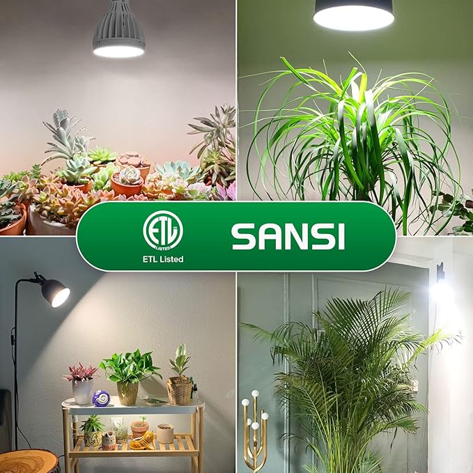 SANSI LED Grow Light Bulb 2Pack, PAR25 24W 1Pack + PAR25 15W 1Pack, Full Spectrum LED Grow Bulb for Indoor Plants
