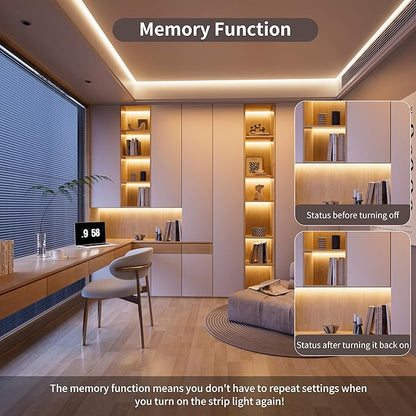 PAUTIX COB LED Strip Light 2520LEDs,Super Bright High Lumen 4000K Natural White 16.4ft,Dimmable 24V LED Tape Light with 3M Tape,RF Remote with Timer Function,36W Adapter,for Bedroom,Home,Kitchen DIY
