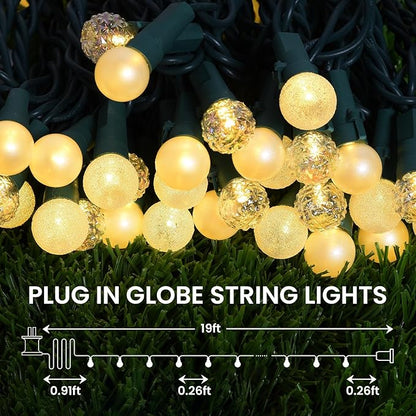 Globe String Lights, 70 LED Mix-Ball Fairy Lights Plug in UL Listed Christmas Tree Lights 19Ft Christmas Outdoor Indoor Fairy Lights for Bedroom Tree Patio Party Garden Wedding, Warm White