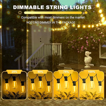 LAMPHOME 26Ft ST38 Outdoor Yellow String Lights, Connectable Waterproof Patio Lights,12+1 Shatterproof LED Hanging Fairy Lights for Outside Backyard Garden Deck Porch Christmas Cafe Party Decor