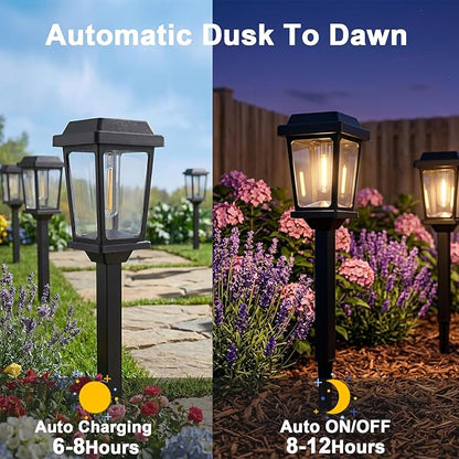 Solar Pathway Lights Outdoor 10 Pack, LED Solar Garden Lights Auto On/Off Waterproof, Warm White Landscape Lighting for Path Yard Walkway Driveway Decor