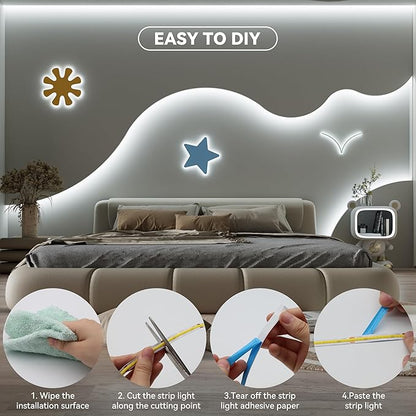 MIWISE COB LED Strip Light,24V Daylight White 6000K LED Strip Lights,32.8ft UL-Listed Super Bright Flexible LED Strip,High Density Cuttable for Cabinet Bedroom DIY Projects(No Adapter&Controller)
