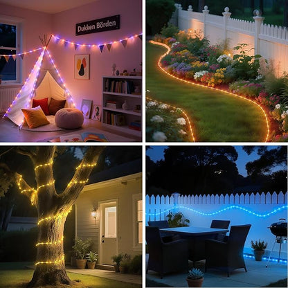 Rope Lights for Outside, 40FT 120LED Color Changing Rope Lights with Plug & Remote, 24 Colors RGB Twinkle Light Indoor Bedroom, LED String Light Outdoor Waterproof, Timer, for Christmas