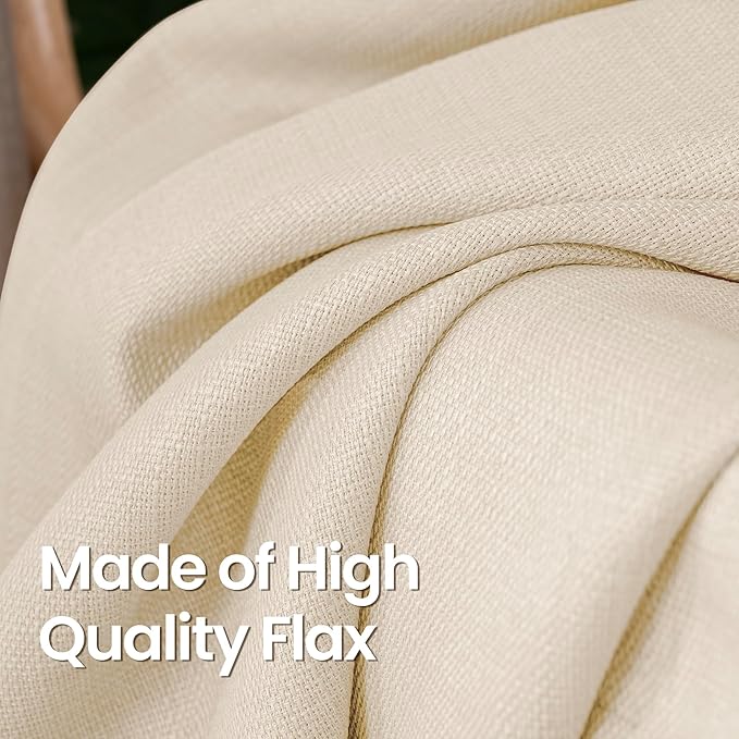 BGment Short Curtains for Bedroom,54 inch Length Faux Linen Curtains for Small Window Grommet Non-See Through Privacy Light Filtering Burlap Textured Kitchen Window,2 Panels,52 x 54 Inch,Light Beige