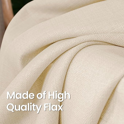BGment Short Curtains for Bedroom,54 inch Length Faux Linen Curtains for Small Window Grommet Non-See Through Privacy Light Filtering Burlap Textured Kitchen Window,2 Panels,52 x 54 Inch,Light Beige