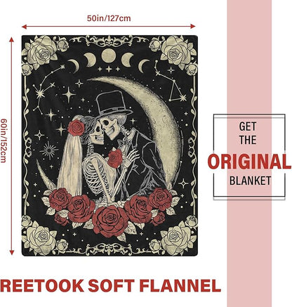 Valentine's Day Gifts for Women Men,Anniversary Blanket Gifts for Boyfriend Girlfriend, Romantic Gift for Wedding, Skull Blanket Gifts, Birthday Gifts for Wife, Husband, Couples Gift for Her Him 50x60