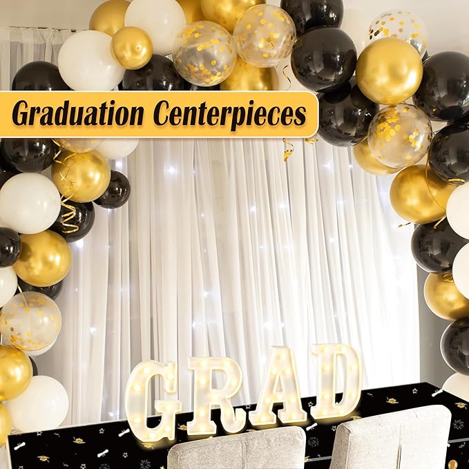 Graduation Decorations 2026, 4 Pcs Marquee Light Up Letter Grad Sign, Graduation Centerpieces for Table, Class of 2026 Decorations for College High School, Grad Party Decor Indoor Outdoor