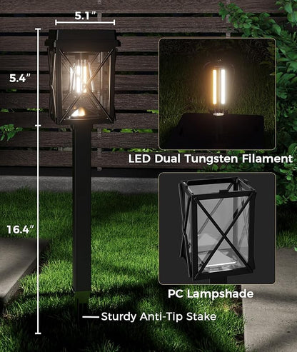 XMCOSY+ 12 Pack Solar Pathway Lights, 50LM Bright Garden Lights Solar Powered, Long Lasting Outdoor Solar Lights for Yard Backyard Driveway Walkway Landscape Path (Warm/Cool White)