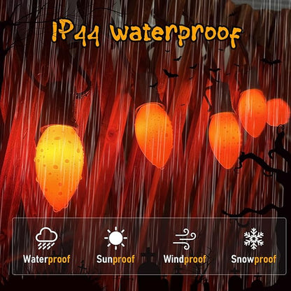 Orange LED Outdoor Halloween Lights, 25FT Halloween Decorations with 25 C9 LED Bulbs, Connectable String Light Plug in for Garden Patio Party Haunted House Ghost Holiday Decor