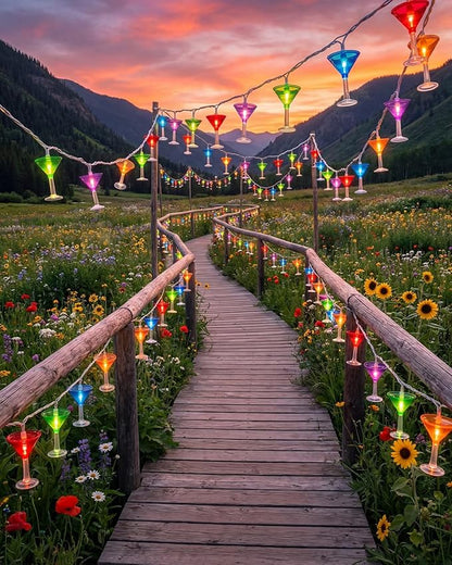 SUNSGNE LED Summer Decorative Indoor String Lights, 8.5ft Margarita Cup Hanging String Lights, Plug in Warm White Fairy Light String for Outdoor Party Birthday Holiday Bistro Bar Decorations