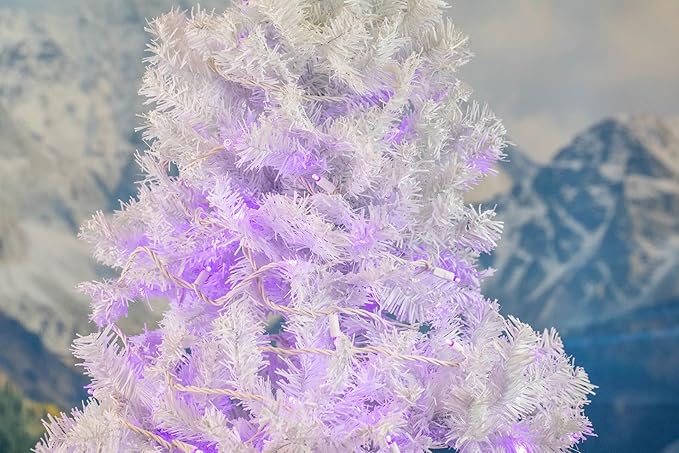 Novelty Lights 25ft Christmas String Lights, 50 Purple LED Bulbs on White Wire, 6" Spacing, Connectable Indoor Outdoor Commercial Grade Lighting for Holidays Patio Weddings