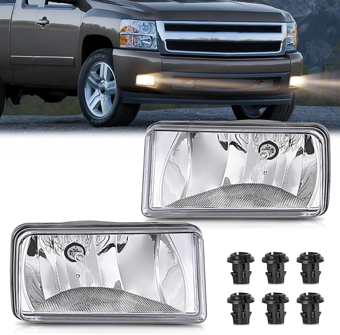 Nilight Fog Lights Assembly Compatible with 2007 2008 2009 2010 2011 2012 2013 2014 2015 Chevrolet Silverado Avalanche Tahoe Suburban GMC Sierra Yukon Cadillac Escalade Clear Lens