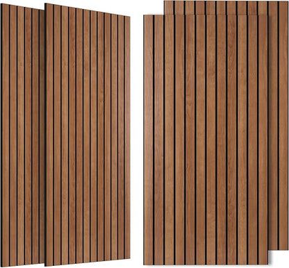 4 Pack Acoustic Panels Sound Absorbing, 47.2”x23.6” Sound Dampening Panels, Decorative Soundproof Wall Panels with Simulated Wood Grain Finish, for Office,Home Theater,Studio,Living Room, Cherry