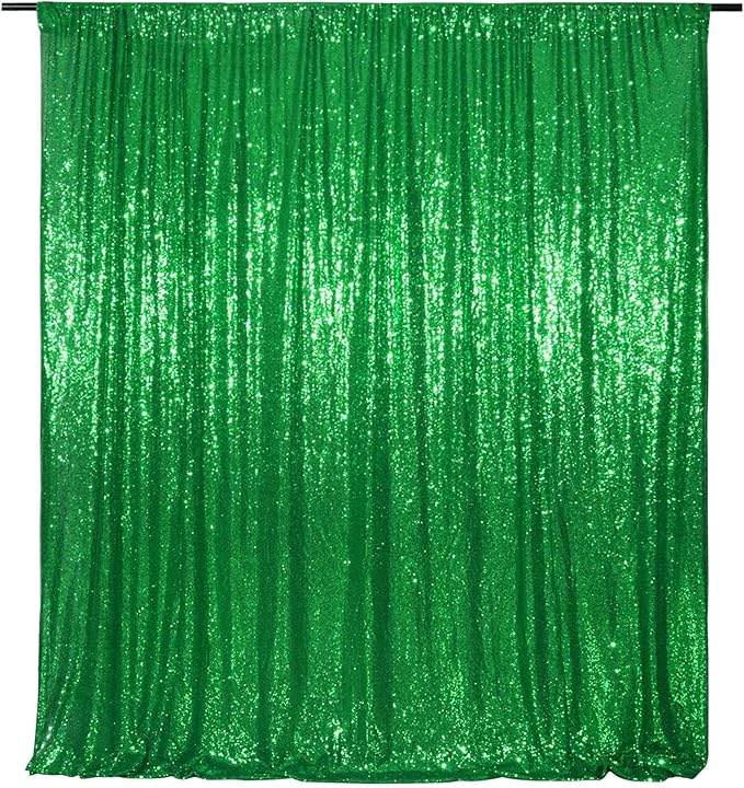 Poise3EHome Green Sequin Backdrop, 6FT x 8FT Sequin Photography Backdrop Curtain for Christmas St. Patrick's Day Party Decoration