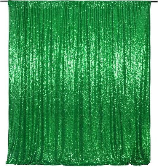 Poise3EHome Green Sequin Backdrop, 6FT x 8FT Sequin Photography Backdrop Curtain for Christmas St. Patrick's Day Party Decoration