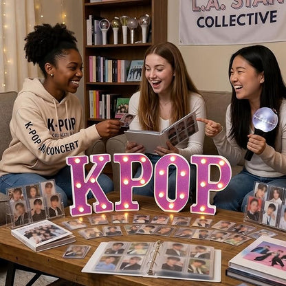 Purple KPOP Light Up Marquee Letters, Cordless Plastic LED Sign for K-Pop Room Decor, Wall Mountable Night Light for Teens Music Lovers Birthday Party Concert After-Party