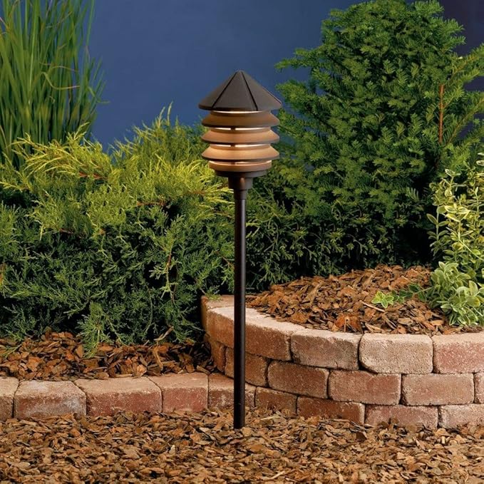 Kichler 15205AZT Six Groove Path & Spread 1-Light 120V, Textured Architectural Bronze