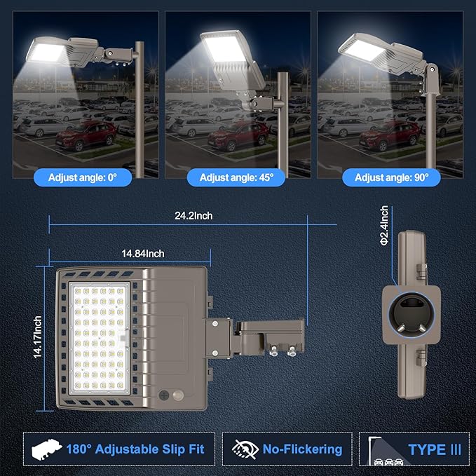 KUKUPPO 10Pack 240W LED Parking Lot Light Power Adjustable, LED Shoebox Flood Pole Light Outdoor Parking Lighting with Slip Fit 36,000LM 5000K IP65 Waterproof 100-277V UL Listed