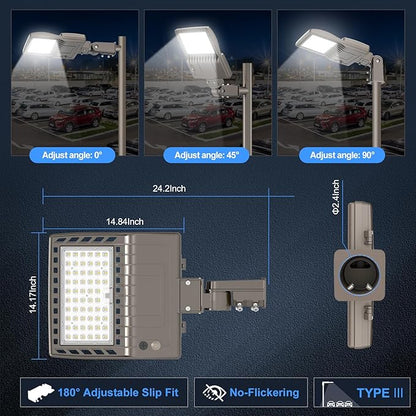 KUKUPPO 200W LED Parking Lot Light Power Adjustable, UL Listed LED Shoebox Parking Pole Light 30,000LM Commercial 5000K IP65 Waterproof Outdoor Area Lighting with Slip Fitter 100-277VAC