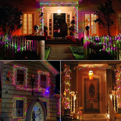 Brizled Purple & Green Halloween Lights, 33ft 100 LED Halloween String Lights, 120V UL Listed Purple Light String Connectable, Mini Green Lighting Set for Indoor Outdoor Tree Party Home Garden Decor
