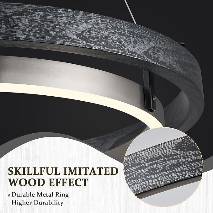 LED Black Ring Chandelier Dimmable Round Chandelier Circular Entryway Chandeliers Light Brushed Nickel Chandeliers for Dining Room Foyer Bedroom Home Office 24in